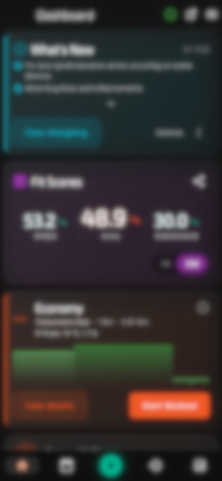A blurred teaser screenshot of the upcoming TrainAsONE mobile app redesign