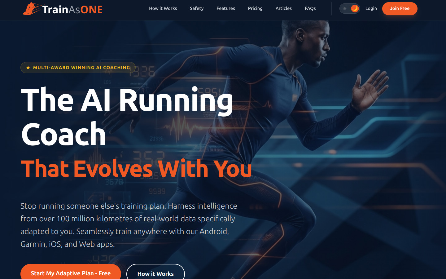 A screenshot of the new, modern TrainAsONE website design