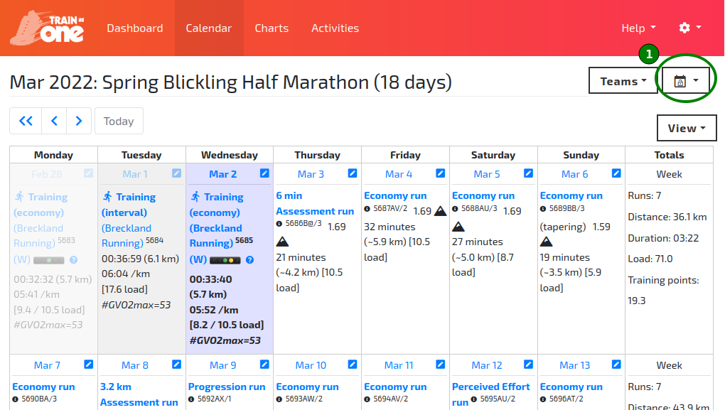 The Plan locking and versions button on the Calendar.