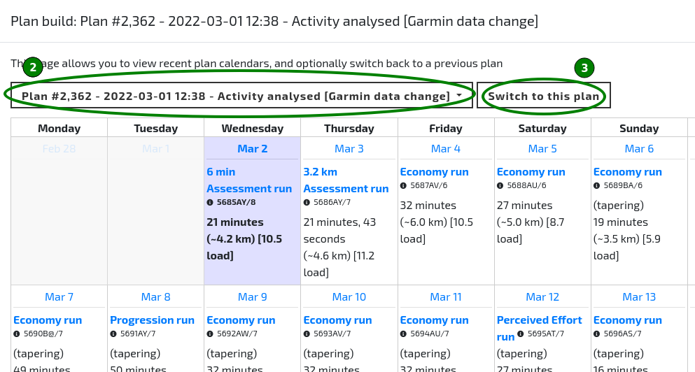 The previous plan builds dialog.