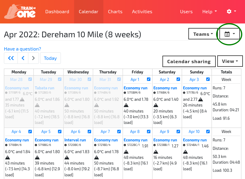 The Lock Plan button on the Calendar page.