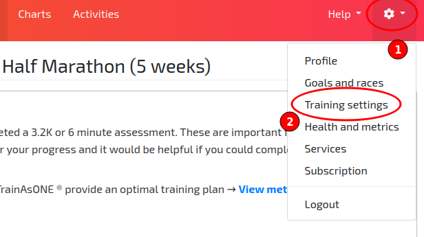 The Training day rules dialog for entering club run details.
