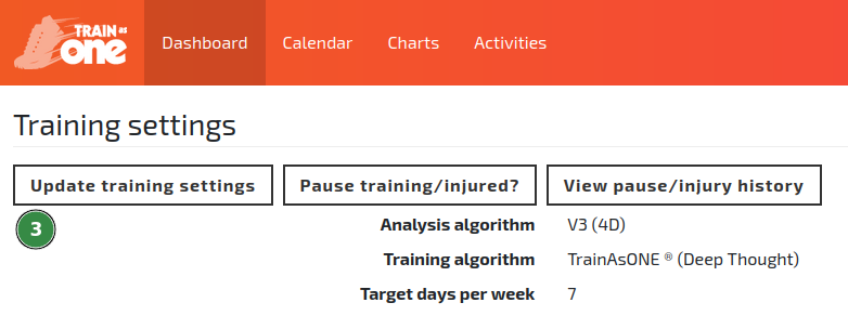 The Update Training Settings button.