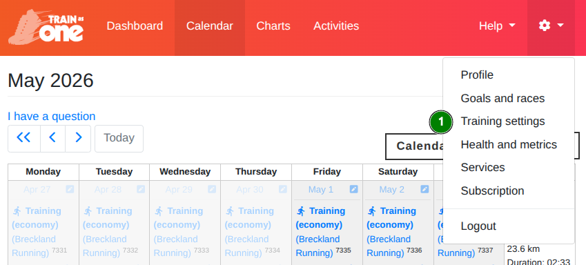Navigate to your Training Settings page.